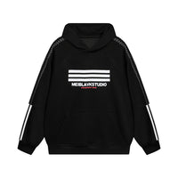 Side Striped Raglan Sleeves Hooded Pullover Tops