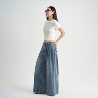 Loose Washed-out Jeans Women's High Waist