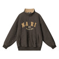Embroidered Letters Half Zipped Stand Collar Thick Warm Sweater