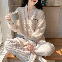 Winter Thickened Plus Size Keep Warm Coral Velvet Pajamas Women