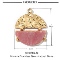 Bohemian Natural Stone Titanium Steel Necklace Pendant Oval Ornament Accessories