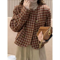 Grid Petite Fashion Casual Versatile Short Jacket