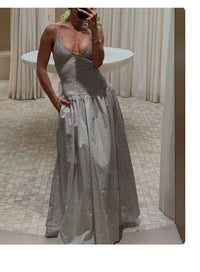 V-neck Slip Loose-fit Womens Dress