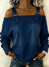 Women's Off-shoulder Strap Long-sleeve Top