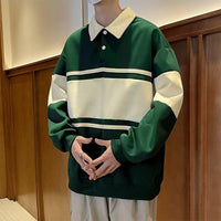 Men's Polp Collar Striped Contrast Color Sweatshirt