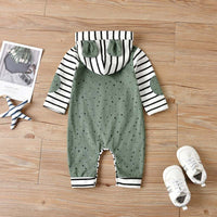 Children's Boy's Romper Long-sleeved Polka Dot Hooded Long Climbing Jumpsuit