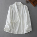 Improved Chinese Spring And Autumn Women's Long-sleeved Woven Collar Hanfu Shirt