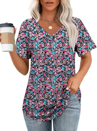Hollow-out Airy Casual V-Neck Short Sleeve