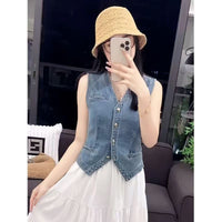 New Washed Denim Mini Vesttrendy And Stylish