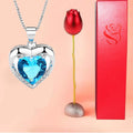 Heart-shaped Blue Purple Crystal Jeweled Pendant Jewelry Box