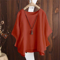 Women's Loose Solid Color Batwing Sleeve Short Sleeve T-shirt