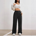 Thin  Draping  High-end Feel Loose-fitting  Figure-flattering Black Straight-leg Wide-leg Pants