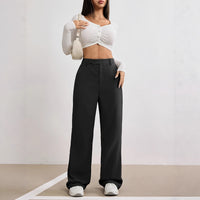Thin  Draping  High-end Feel Loose-fitting  Figure-flattering Black Straight-leg Wide-leg Pants