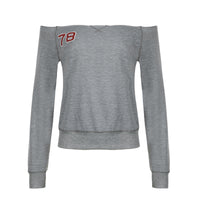 Printed Waist-controlled Midriff-baring Long Sleeve Casual Sweatshirt Sexy