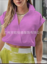 Women's Solid-Colored Sleeveless Cotton-Linen V-Neck Top