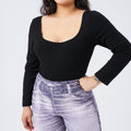 Women's Square Neck Knitted Long Sleeve Versatile Top