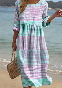 Women's Loose Round Neck Fashion Premium Long Sleeve Printed Dress