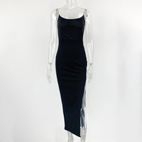 Summer Fashion New Sexy Slit Chain-Strap Dress