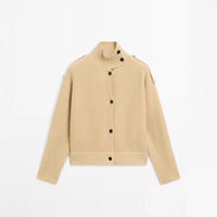 Fashionable Single-Breasted Chunky-Knit Turtleneck Cardigan Sweater