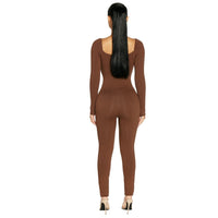 Stretch Big Collar Stretch Solid Color Jumpsuit Long Sleeve Sexy Women