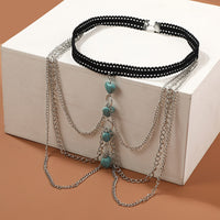 European And American Creative Love Turquoise Tassel Leg Chain