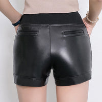 Autumn Sheepskin Women's Leather Shorts Straight Leg Pants High Waist Casual Pants