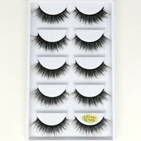 Five Pairs Of 3D Bushy Curling Slim Cross Eyelashes