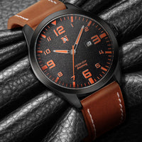 Mens Quartz Watch With A Leather Strap Large Dial And Calendar