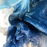 Blue Gradient Organ Pleated Large Wave Laser Organza Water Light Yarn Pleated Gown Fabric Designer Fabric