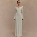 Fashionable Overseas Sexy V-Neck Pleated Sheath Dress