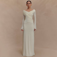 Fashionable Overseas Sexy V-Neck Pleated Sheath Dress