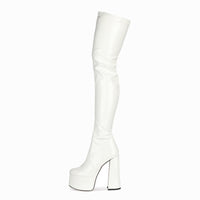 High Heel White Over-the-knee Boots Plus Size Women's Boots 45