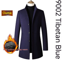 Single-breasted Stand Collar Wool Woolen Men's Coat