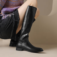 Women's Round-toe Mid-heel Knee-high Riding Boots