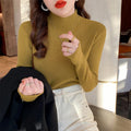 White Stand Collar Half Turtleneck Long-sleeve Knitted Undershirt
