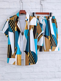 Men's Casual Fashion 3D Digital Printing Short Sleeve Shirt Outfit