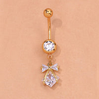 Heart-shaped Zircon Butterfly Navel Stud