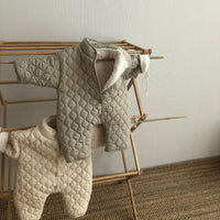 Retro Rhombus Wave Pattern Coat Baby Boy Round Neck All-matching Jumpsuit