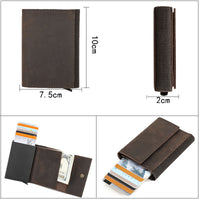 Black Angel Retro Crazy Horse Leather RFID Anti-theft Card Holder