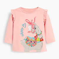 Cartoon Print Striped Long-sleeved Girl Suit