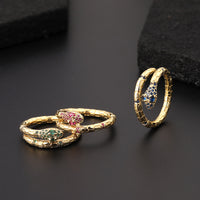 Cool Style Creative Personality Snake Ring Female Color Zircon Opening