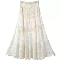 Womens Lace Retro French Crochet Hollow-Out Knit A-Line Skirt