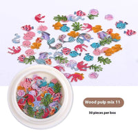 Nail Art Wood Pulp Slice Flower Mixed Nail Sticker DIY Accessories