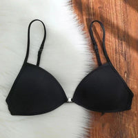 Thin French Triangle Cup Underwear Beautiful Back Halter Spaghetti Strap Front Buckle Seamless