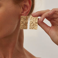 Liquid Metal Pleated Flower Stud Earrings