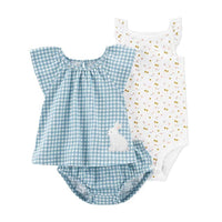 Baby Girl Short-sleeved Shorts T-shirt Three-piece Suit