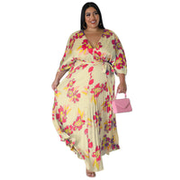Loose-fitting Pleated Maxi Dress For Women