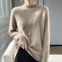 Pullover Half Turtleneck Thick Loose Wool Knitted Sweater