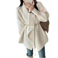 Korean Style Lapel Simple Style Mid-length Knitted Cardigan