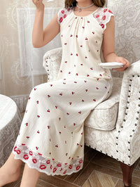 Cherry-print Lace-panelled Sleeveless Dress